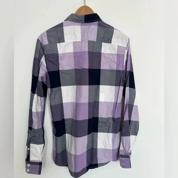 Le 31 plaid men’s button down shirt  purple and white size medium - Picture 5 of 7
